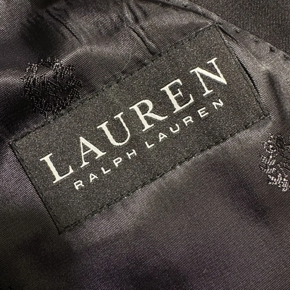 RALPH LAUREN Mens Blazer 50R Sport Coat 2-Button Suit Jacket Black Stretch Wool